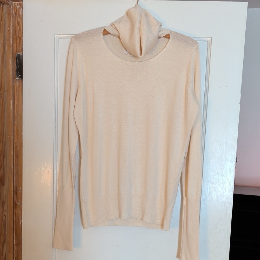 Mayle Light Cream Cowl Turtleneck Sweater